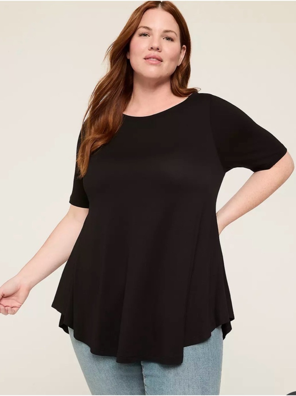 Lane Bryant Max Swing Perfect Sleeve Boatneck Tunic Tee Size 18/20 Blue New